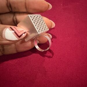 Modern Silver Square Ring